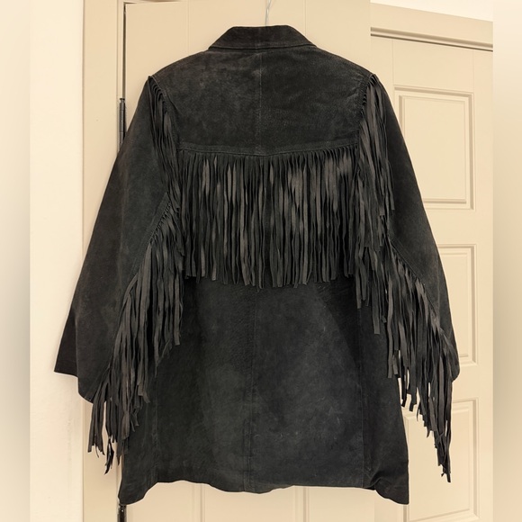 Vintage Desperado Black boho Suede Fringe jacket - Picture 4 of 6